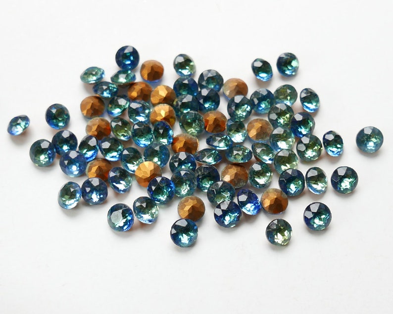 12 Vintage Two Tone Ceylon Cut Glass Stones TTC 2 COLORS Etsy New Zealand