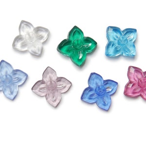 12 vintage glass flower stones with 4 petals from the 1930s - 11mm - 10 COLORS - C67.N002
