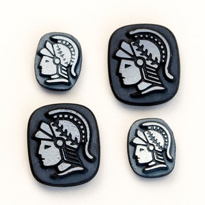 4 Vintage Trojan Warrior cufflink stones - 2 SIZES - 14x12 mm - 10x8 mm - A63.N004