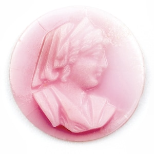 4 vintage Antique cameos from the 1920s - pink and grey marbled glass - 17 and 13 mm - M57