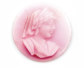 Antique Marbled Glass Cameos: 1920s Woman Profile (4 Pieces) - M57
