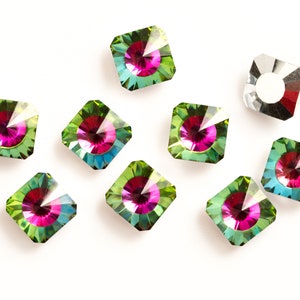 6 RARE Vintage Swarovski square rivoli stones (D.S. & Co) art. 4651 - Vitrail medium - 8x8 mm - C27.10