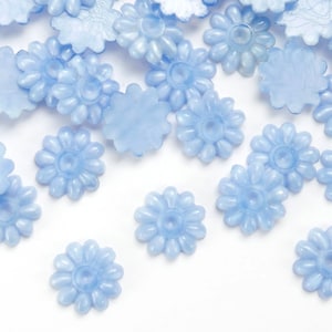 12 vintage 1930s blue moonstone glass flower stones - 12 mm - C67.1