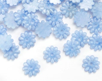 vintage 1930s blue moonstone glass flower stones - 12 mm - (12pcs) -C67.1