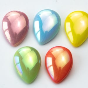 4 or 10 Vintage opaque iridescent glass stone - 5 colors - 18x13mm - pear - D40.N017