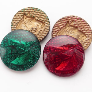 2 Vintage 1930s reverse cut intaglio print - Horse head - 2 COLORS - 19 mm - M20