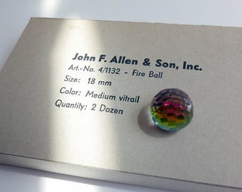 Vintage lucite veelkleurig, regenboog, kristal vuurballen - 18 mm (2 stuks) - C27,4