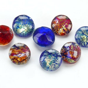 8 vintage glass gold flake opal doublets - 2 COLORS - 48SS - 10.9-11.3 mm - B28.3
