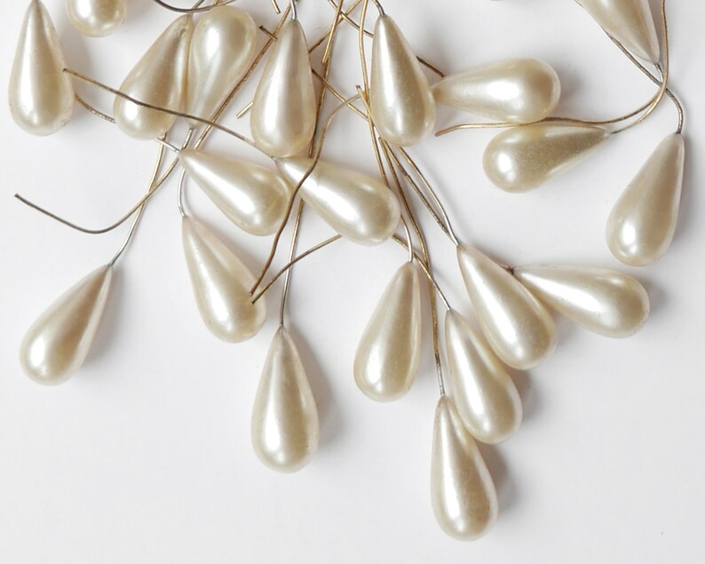 4 Vintage 1950s Czech Handdipped Pearls Teardrop 20x9 Mm Etsy
