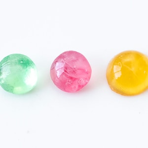 Vintage Glass Quartz Stones: Rose, Topaz, Emerald (6.5-7mm)