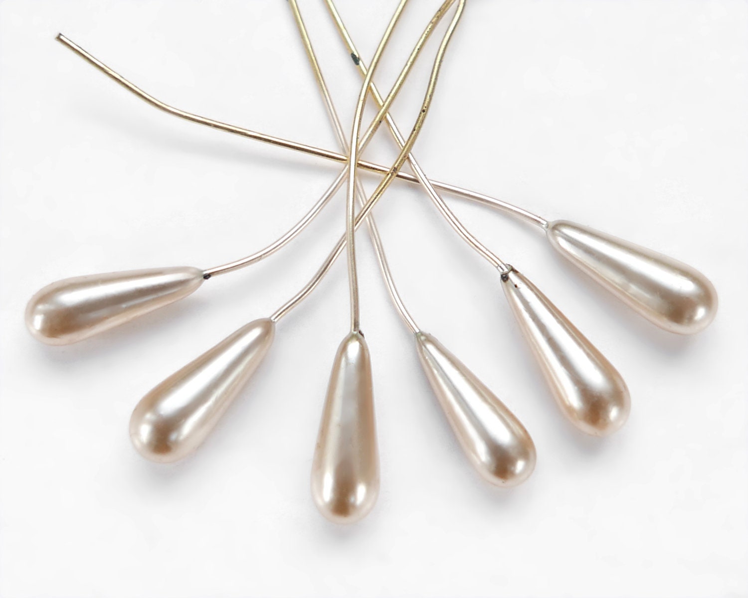 6 Vintage 1950s Czech Handdipped Pearls Teardrop 14x5 Mm Etsy