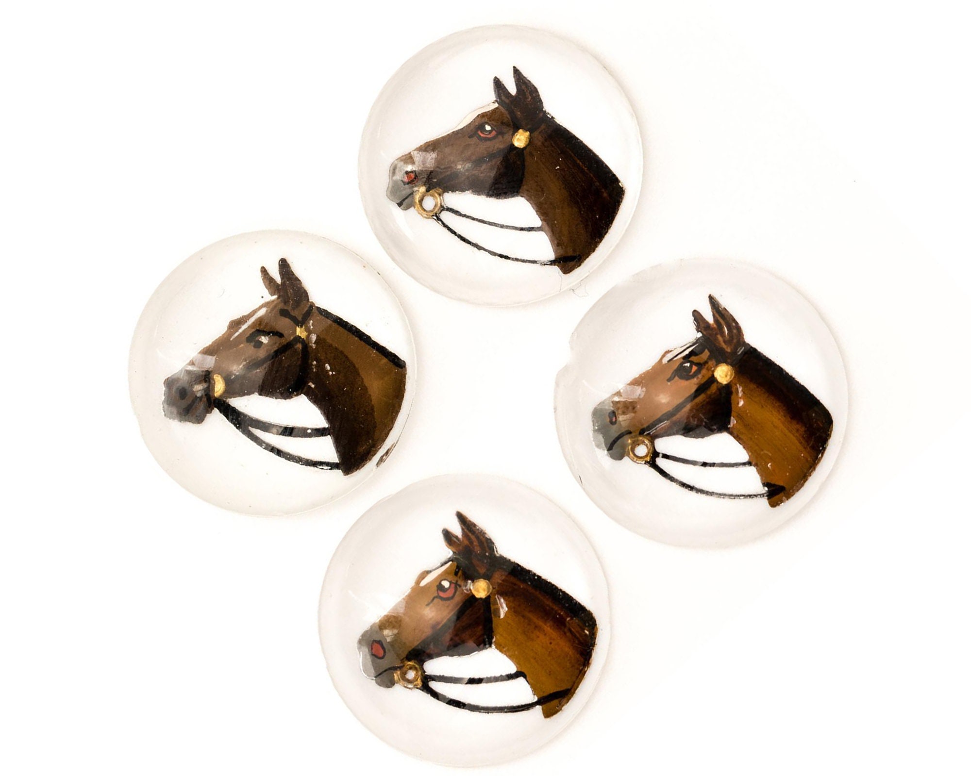 Vintage Horse Head Crystal Intaglio: Reverse Cut Painting