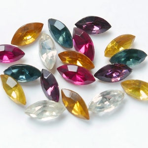 Vintage glass TTC small navettes, German Bohemia, 6 COLORS, 12x6 mm G49