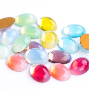 6 or 14 Vintage Sabrina Pastel Opal Cabochon Stones - 7 COLORS - 14x10 mm - Oval - F60.N023
