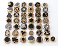Antique Czech Glass Buttons: Gold, Platinum and Black, Art Deco (18mm, 16mm) GBB004 product logo