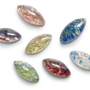 12 or 36 Vintage Czech Glass Opal Cabochons - 7 COLORS - 15x7 mm navette - B30