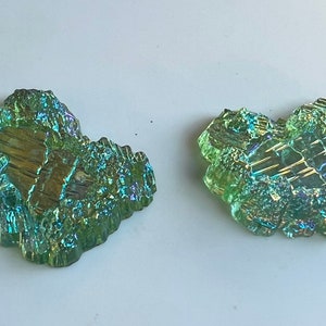 Vintage Kryptonite Glass Stones: Green Aurora Borealis, 1950s Swank (2 pc) -