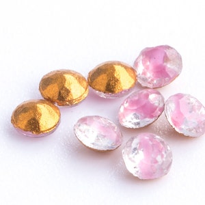 72 of 144 vintage kristallen voet met roze Givré strass steentjes - 14ss (3,5 - 3,6 mm) - D41.N010