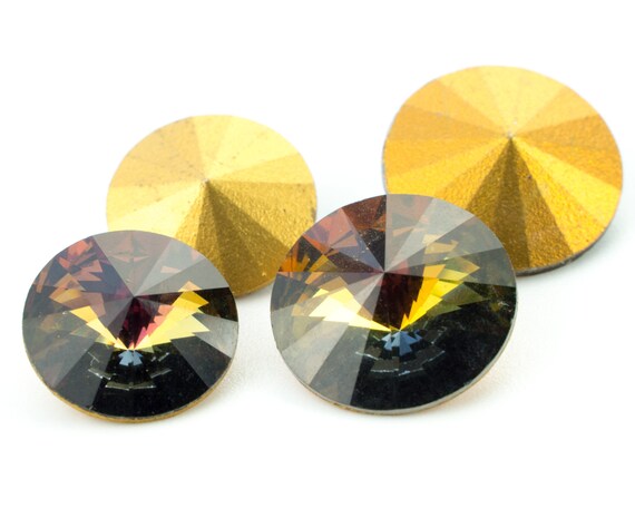 ヴィンテージ スワロフスキー クリスタル リボリストーン - タバコ色