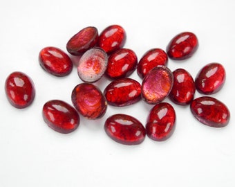 Cabujones de vidrio vintage de la marca Cherry con lámina de plata, rojos, Japón, década de 1960 – 18 x 13 mm, ovalados - B64