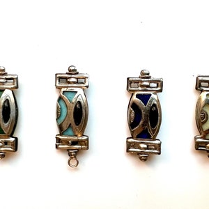 1 Vintage/Antique 1910s Art Nouveau/Jugendstil jewelry component - 4 color designs - 33x13mm - I.7