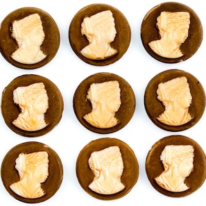 4 Vintage/Antique porcelain hand-painted classic Grecian female cameos - 3 sizes - E15.N016