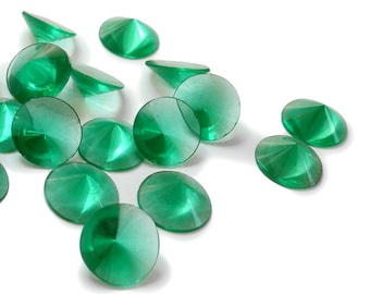 6 vintage/antiek uranium/kwikglas, art-deco conische prismastenen uit de jaren 1920 - 17 mm - M36