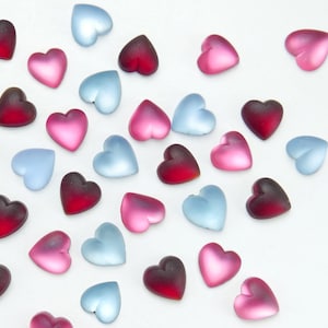 12 Vintage Czech 1940s small glass heart cabochons - 3 COLORS - 7x7mm - E15.5