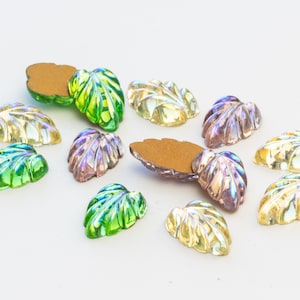 Vintage Aurora Borealis Leaf Stones: German Glass, 16x11mm - C79.N053
