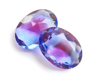 vintage two-tone glass rhinestones, sapphire-ruby, oval, 18x13 mm - C36.2