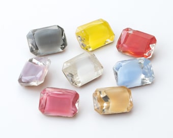 4 or 16 Vintage Givré Dentelle Crystal Glass Moonstones - 8 COLORS - 18x13mm octagon - D44.N005