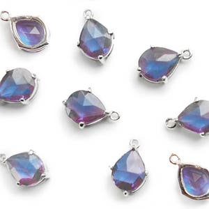 1 or 2 Vintage sapphire faceted stones in a sterling silver setting - pear - 10x7 mm - M17