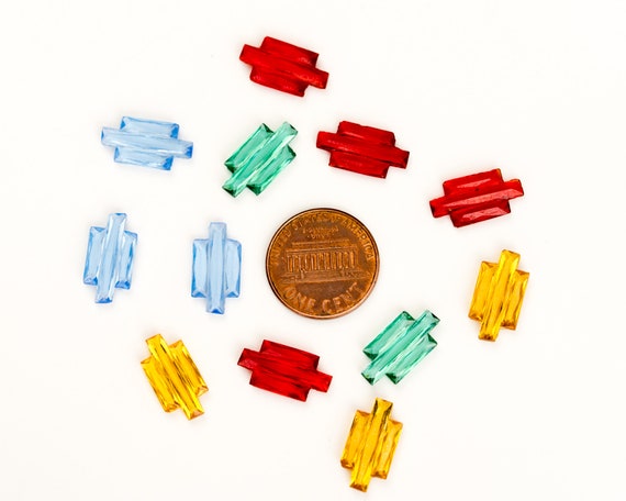 Vintage Czech Art Deco glass stones - 5 COLORS - 16x8mm  (8pc)- E19.3