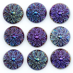 4 vintage Aurora Borealis luster textured stones - 13 mm - B61.N012