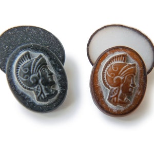 Vintage Greek Warrior Cameo: Matte Glass Oval (10x8 mm) -A63