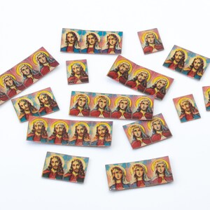 Imágenes lenticulares antiguas de Jesús y María – década de 1980 (16 x 12 mm) - F14.N048 imagen 8