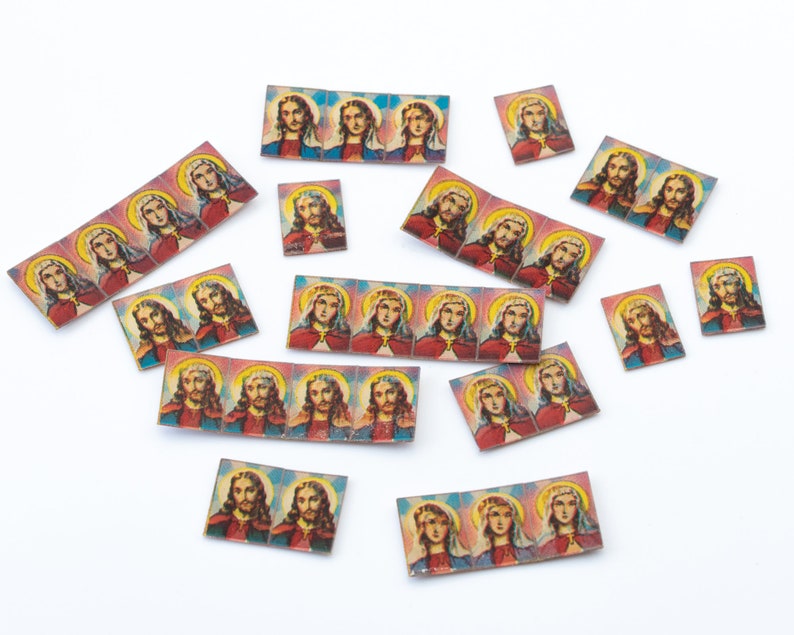 Imágenes lenticulares antiguas de Jesús y María – década de 1980 (16 x 12 mm) - F14.N048 imagen 8
