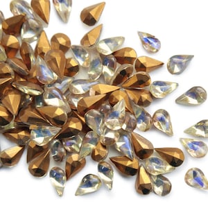 6, 12, 16 or 36 Vintage glass opals, Yellow Dragon&#39;s Breath - pear/teardrop - 3 SIZES - E28.8