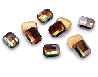 4 RARE Vintage D.S. & Co. (Swarovski) stones, art. 4607 - Vitrail Medium - 10x8 mm octagon C27.7