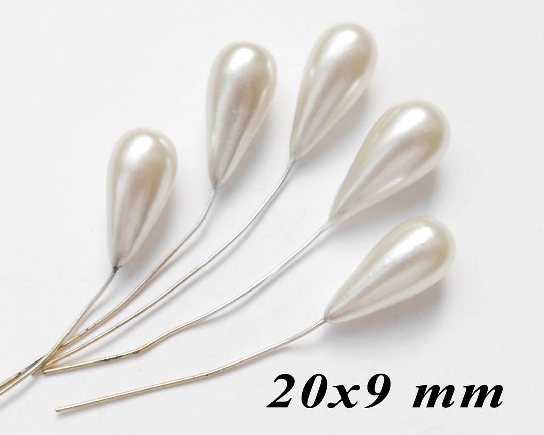 6 Vintage 1950s Czech Handdipped Pearls Teardrop 20x9 Mm Etsy