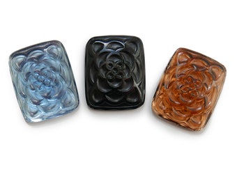 Vintage cushion cabochons, floral design - 3 COLORS - 27x22 mm - E19.4