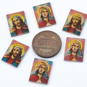 Imágenes lenticulares antiguas de Jesús y María – década de 1980 (16 x 12 mm) - F14.N048 imagen 4