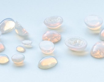 6, 8 or 12  Vintage Antique high quality Glass white Opals, small, round and oval  - 8 sizes -  B27.N053