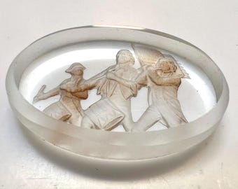 Vintage Frosted Glass  - Civil war cameo - 30x22mm - oval - E13.2