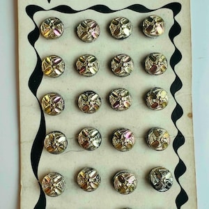 Vintage Czech Glass Buttons: Antique Gold Tone Set, 1930s-40s