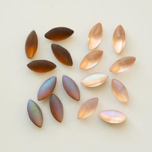 8 or 12 Vintage (Aurora Borealis) Matted Navettes - 4 colors - 15x7mm - G27.5
