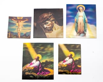 1 Vintage Vari Vue lenticular 3D religious cards - Maria and Jesus - 4 sizes - H6