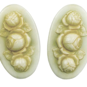 2 vintage/antique 1910s German rose cabochon - 35 x 20 mm - E15.N014