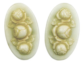 vintage/antique 1910s German rose cabochon - 35 x 20 mm (1piece) - E15.N014