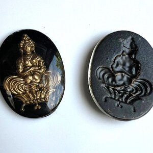 Vintage reserve cut crystal painting, intaglio, buddha - 30 x 22 mm -(1pc)- I3.6 image 2